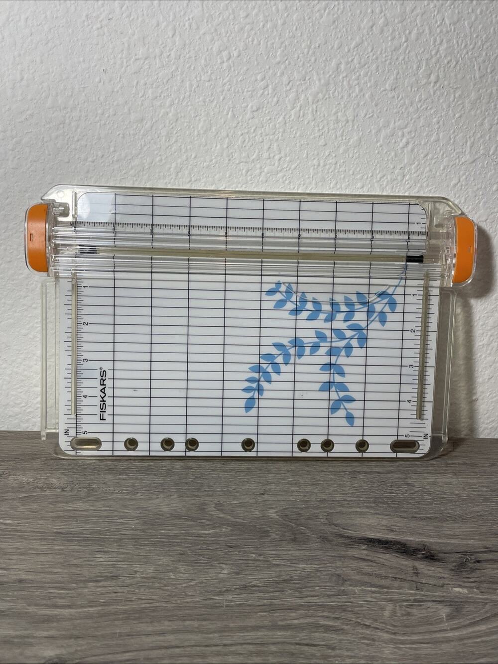 Fiskars Portable Paper Trimmer & Planner Binder Hole Punch Clear Blue Floral